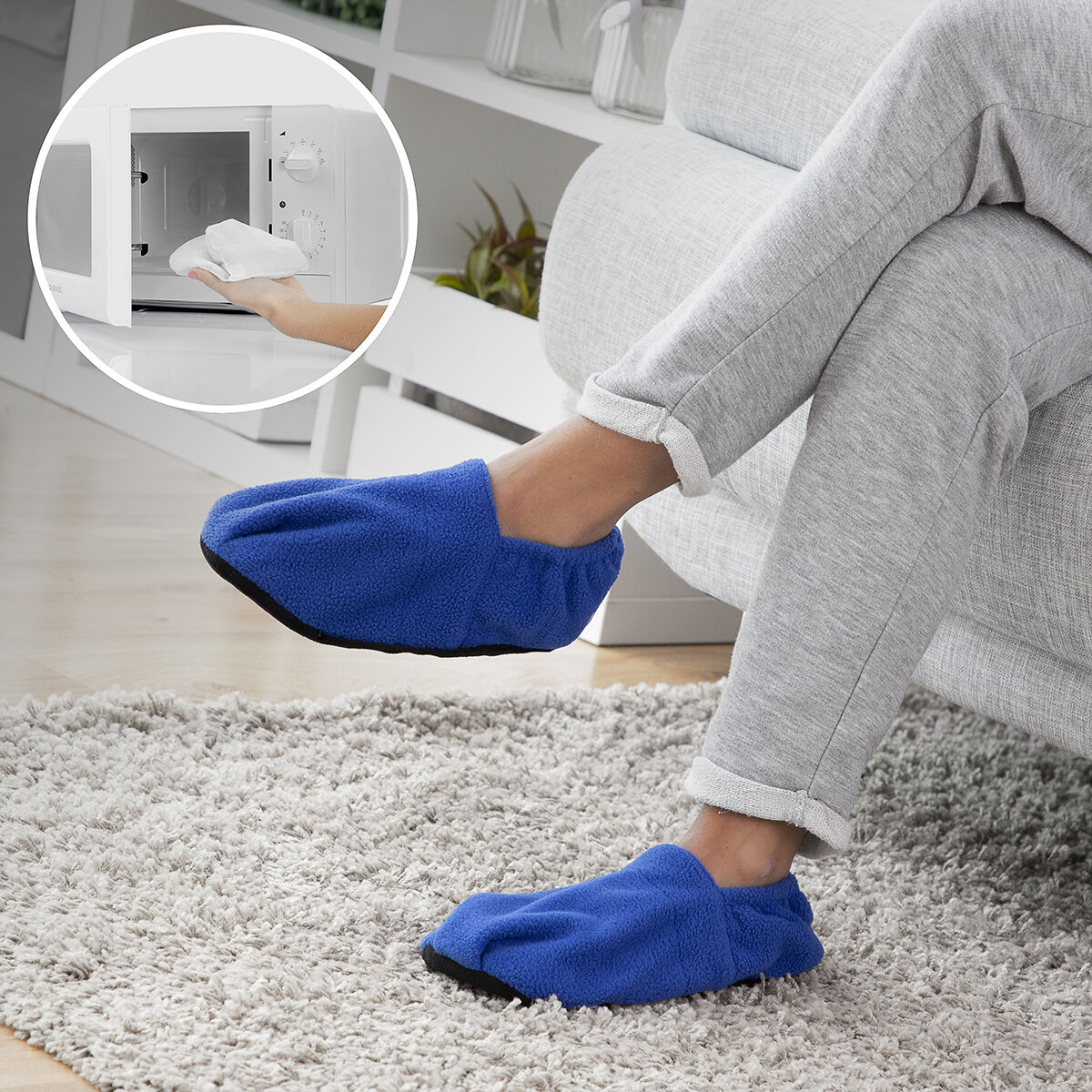 Zapatillas de Casa Calentables en Microondas Azul